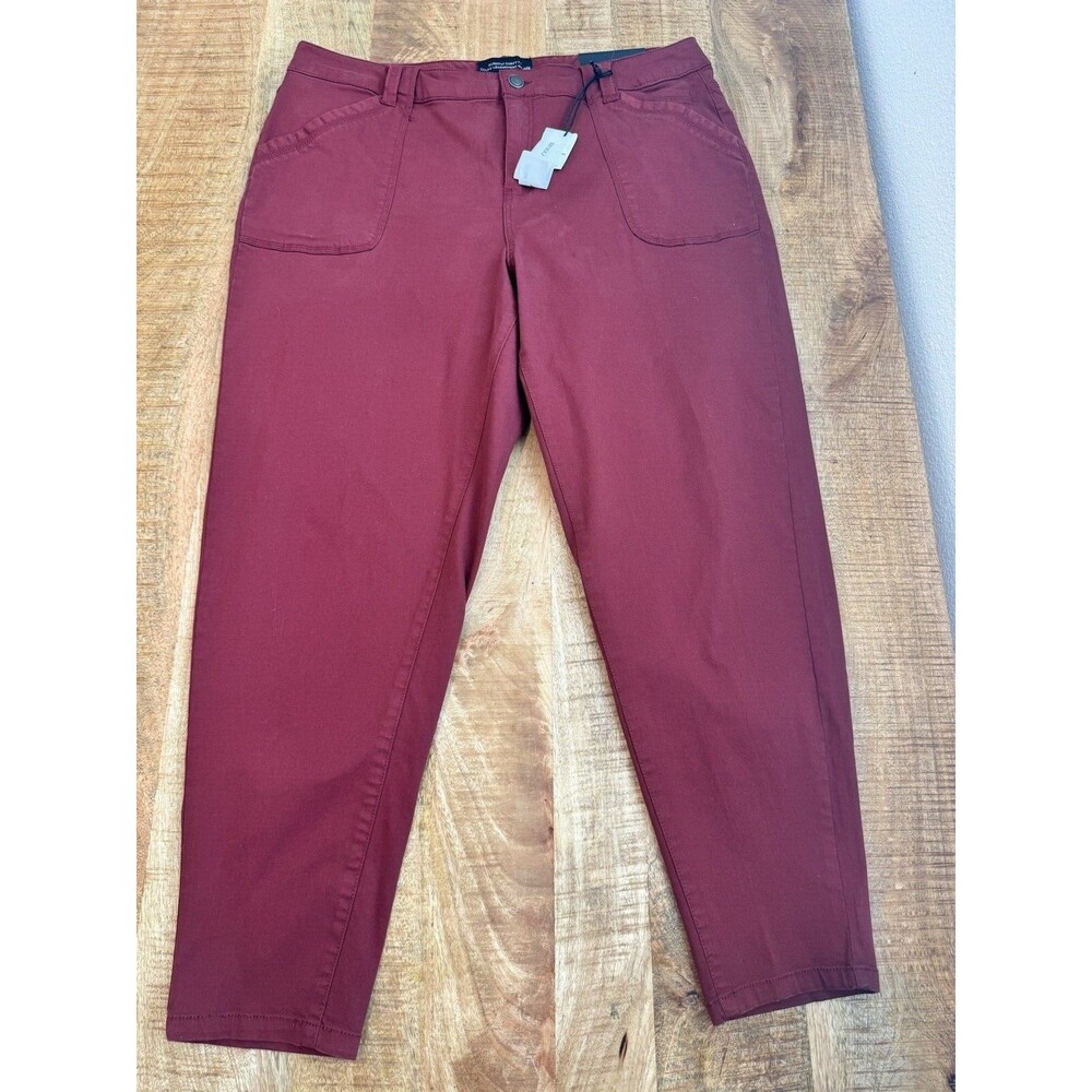 Penningtons Women's Maroon Slightly Curvy Fit Jeans Ankle Slim Leg Size 18